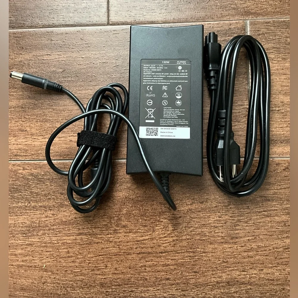 Dell 130-Watts 3-Prong AC Adapter Power Cord Replacement Laptop Battery Charger